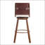 Set of 2 Swivel Bar Stools with Walnut Frame and Beige Seat