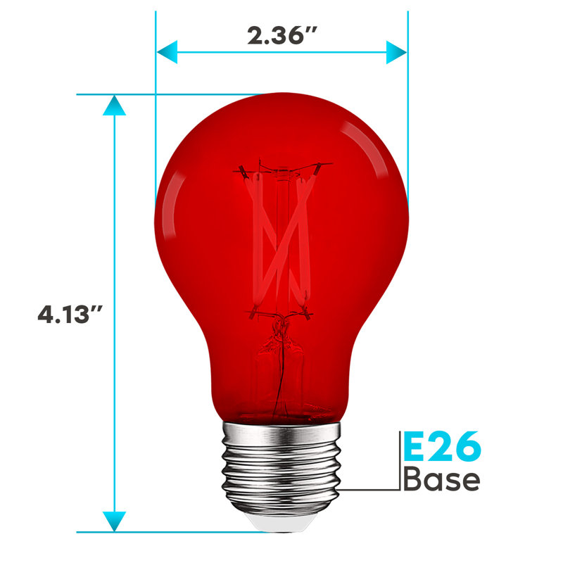 4,5 W (équivalent à 60 W), DEL A19, ampoule à intensité variable, culot moyen E26 (standard), Rouge
