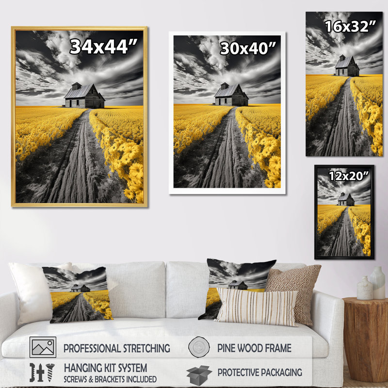 «Tolima Barn Country Legacy Pointillism IV», reproduction sur toile, Cadre simple noir, H 20 po x l 12 po x P 1 po