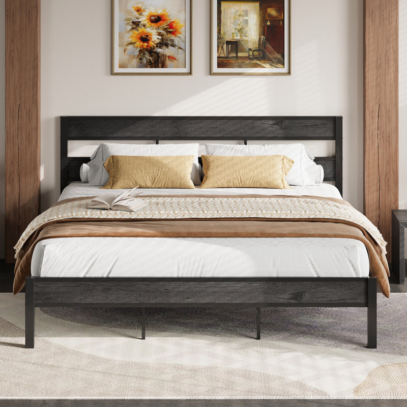 Bed And Headboard, Easy Assembly, Noise-free, No Box Spring Needed, Heavy Strong Metal Support, Double-row Support Bars