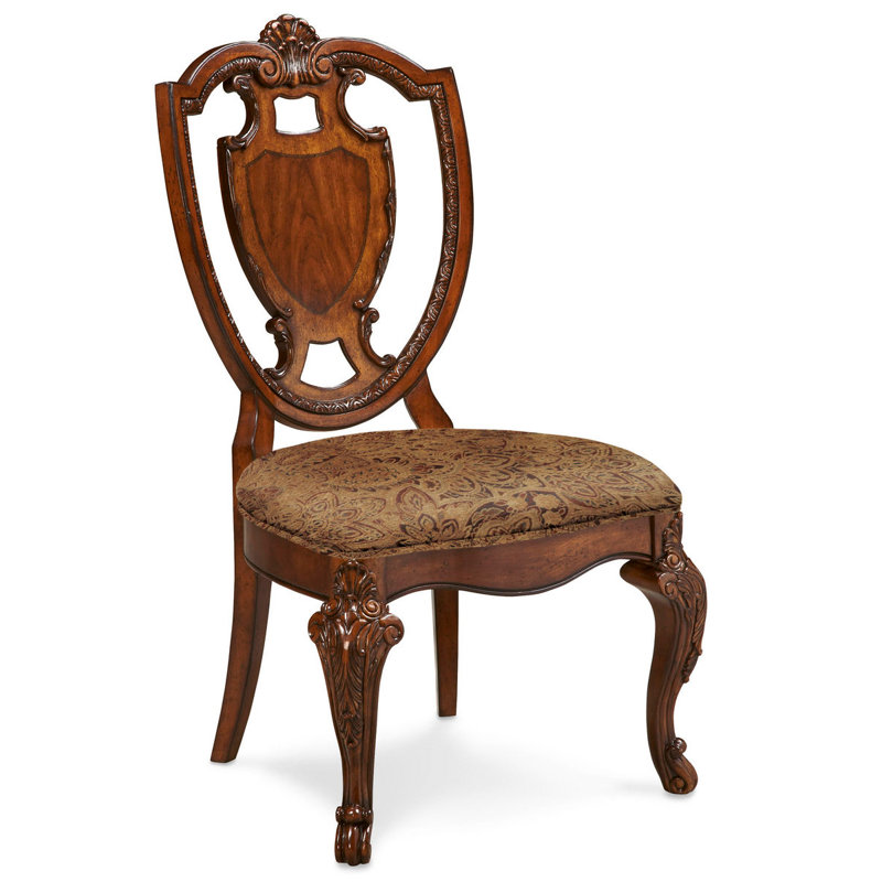 Chaise d'appoint en lin à dossier Queen Anne en brun