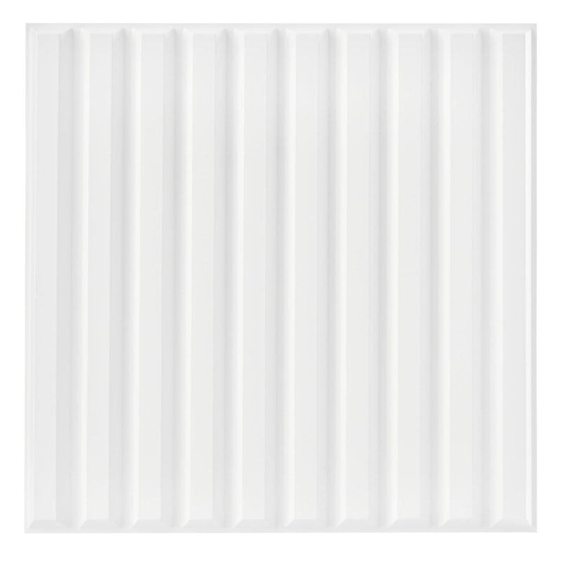 3D Wall Panels With Adhesive Included 19.6" 3D Fluted Line Design Wall Paneling, Matte White