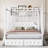 White Queen Size Canopy Platform Bed With Upholstered Headboard And Two Storage Pockets, Inviting Metal & 2 Unit Drawers,