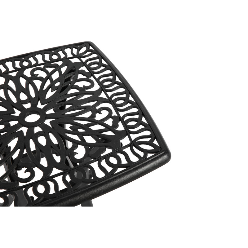 Ensemble bistro 3 pièces de mobilier de patio en fonte d'aluminium antirouille 2 chaises et 1 table ronde d'extérieur, jardin, patio, balcon, noir