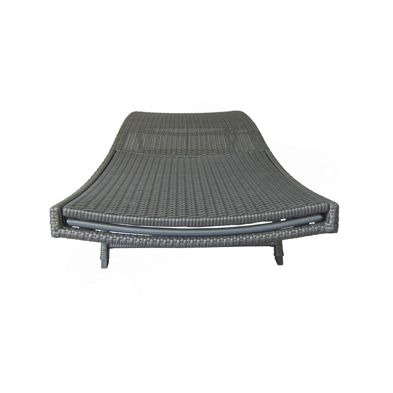 PE WICKER CHAISE LOUNGE, Gray, 1