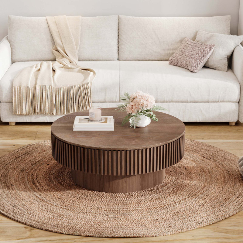 31.5'' Modern Round Coffee Table With Storage