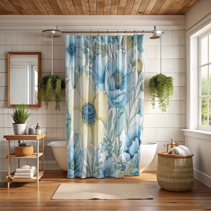 Brush Flora - Rideau de douche standard 1 pièce, H 74 po x l 71 po