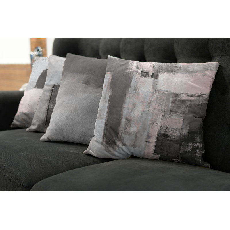 Reversible Pillow Cover, 20" H x 12" W, Pale Rose / Grey