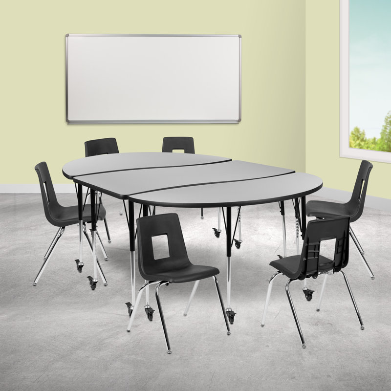 Ensemble de tables d'activités flexibles Goddard, Gris, L 60 po x P 86 po x H 22 à 30 po