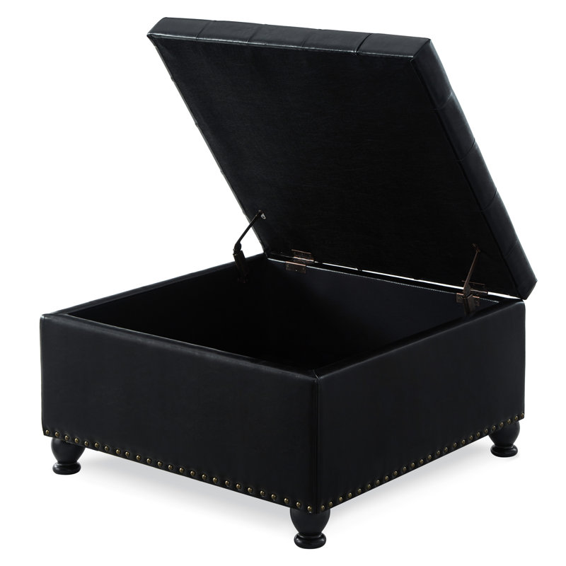 Grand avec rangement spacieux et siège à coussin mi-doux pour les articles ménagers dans le salon, Noir