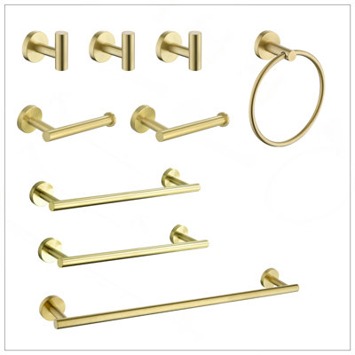 9 Piece Stainless Steel Bathroom Towel Rack Set Wall Mount