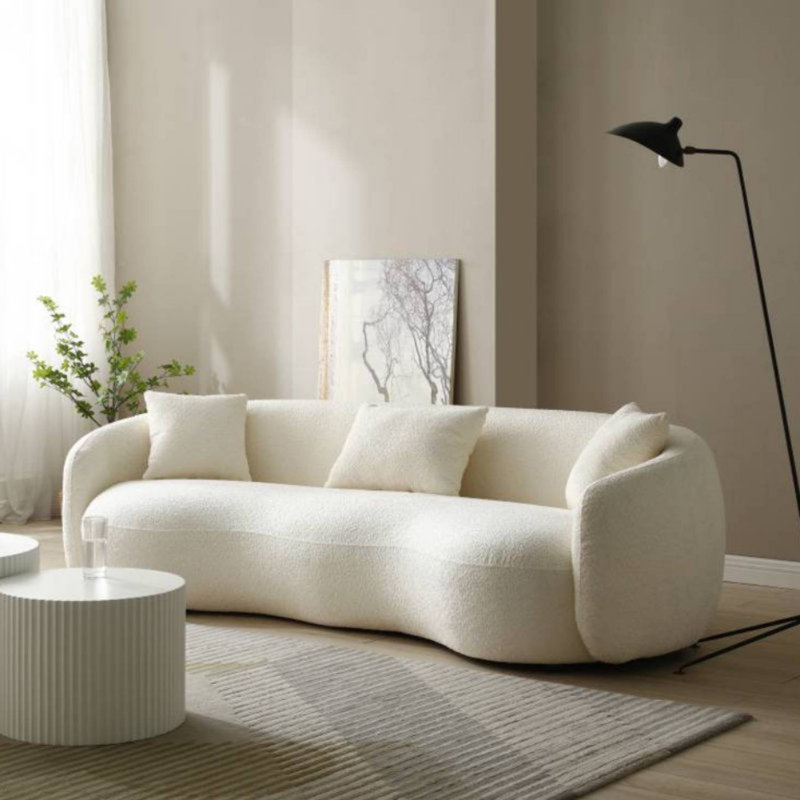 Italian Simple Cream Style Curved Sofa, Off-white