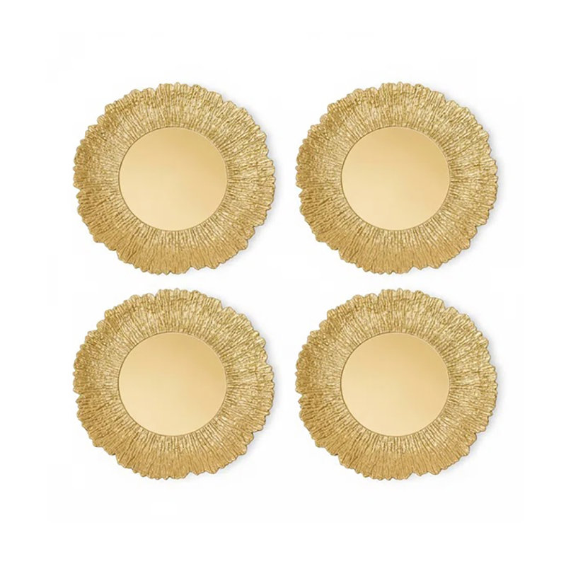 Ensemble de 4 assiettes de présentation Helia plaquées or P 13 po