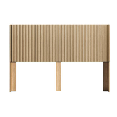 Tête de lit en chêne naturel, panneau à oreilles cannelé mural de taille très grand, design moderne, sculpture 3D, tête de lit confortable et élégante avec pièce de chambre à coucher polyvalente