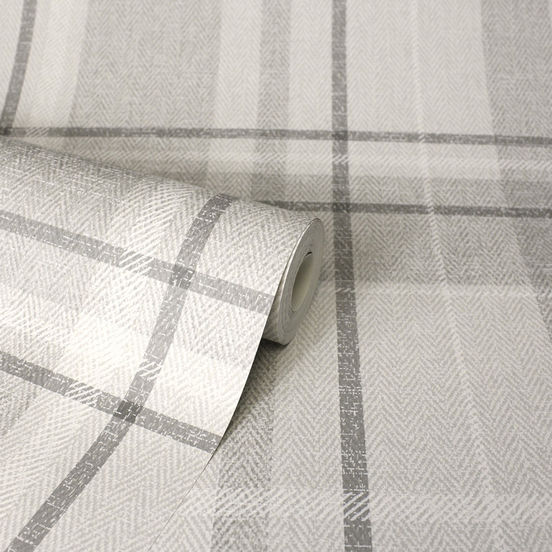 Papier peint à chevrons écossais Harris, Gris