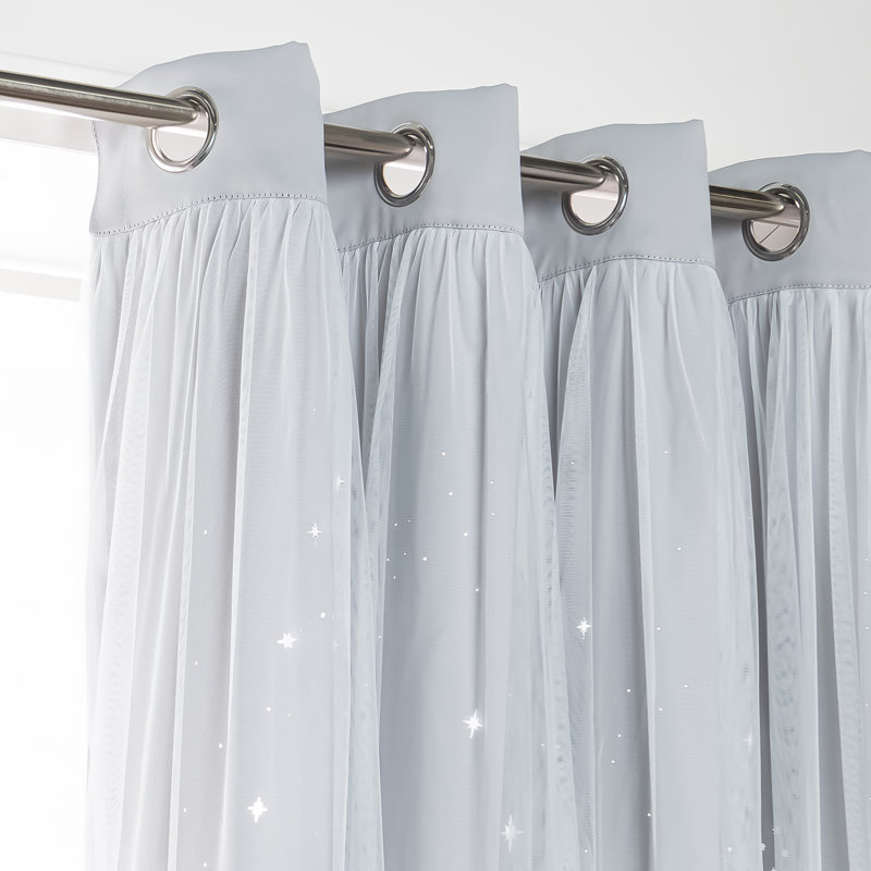 Rideaux obscurcissants argentés obscurcissant avec œillets Night Sky, Gris clair
