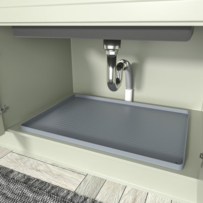 31‘’ W x 22'' D Under-Sink Silicone Tray, Waterproof & Oil-Proof Cabinet Protector Tray for Kitchen Sink