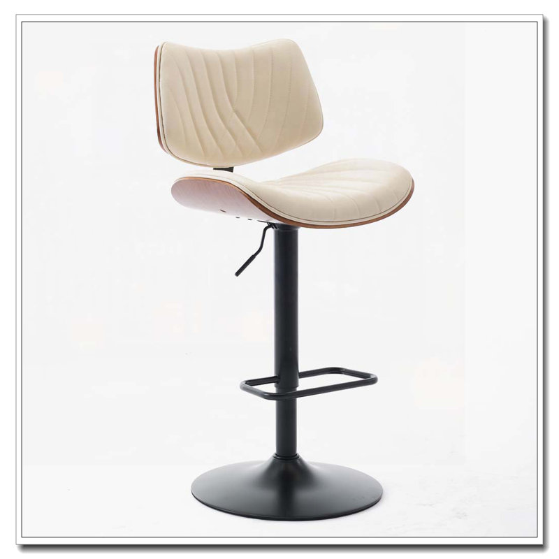 PU Faux Leather Upholstered 360°Swivel Bar Chairs Bar Stools,Adjustable Counter Height, Beige