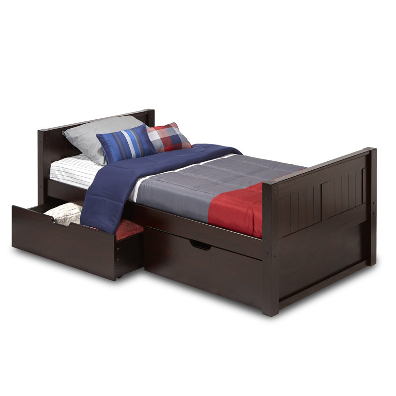 Lit plateforme en bois massif Friedemar, Cappuccino