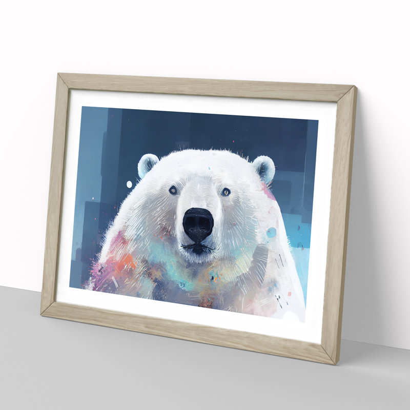 Polar Bear Vol.4 - Single Picture Frame Painting, 34cm H x 46cm W x 2cm D, Oak