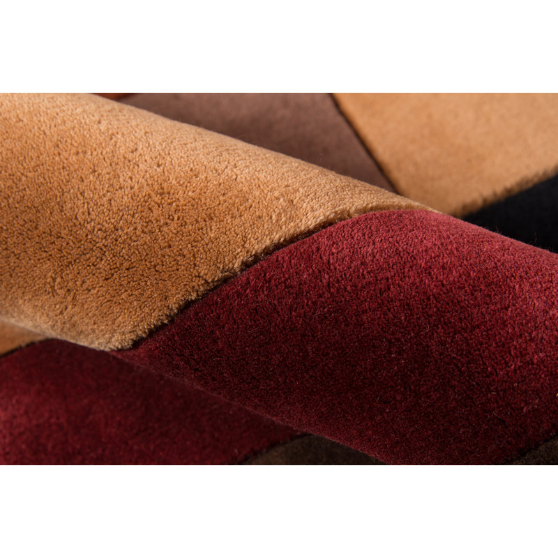 New Wave Wool Abstract Area Rug in Brown, Runner 2'6" x 8'