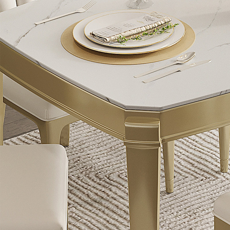 Ensemble de table de salle à manger rectangulaire moderne de style français, H 31,1 po x L 63 po x l 35,4 po