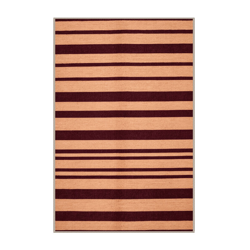 Tapis orange à rayures horizontales lavable à la machine, Rectangle 2 pi x 3 pi