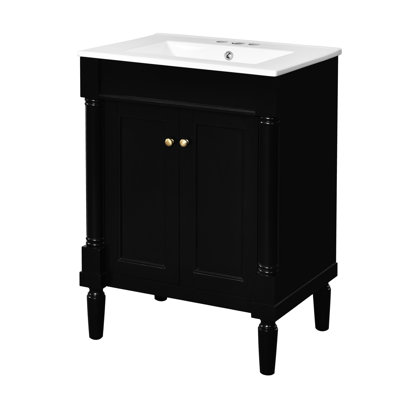 Armoire de salle de bain 24 po avec lavabo, 24 po, moderne et sophistiquée, 2 tiroirs, rangement pratique