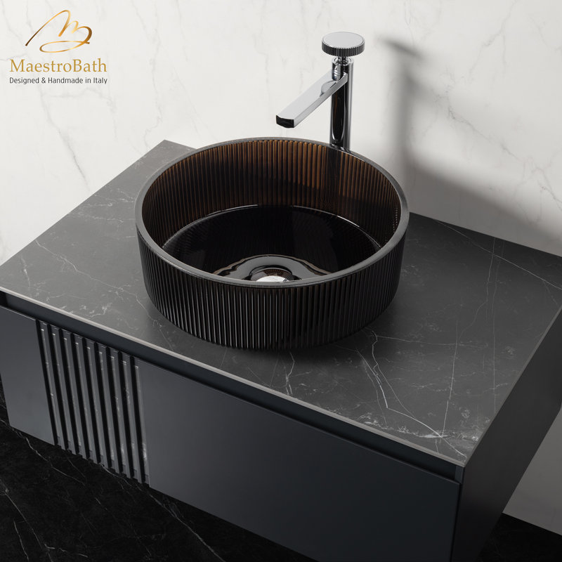 Lavabo de salle de bain en cristal Lia Luxury, Brun