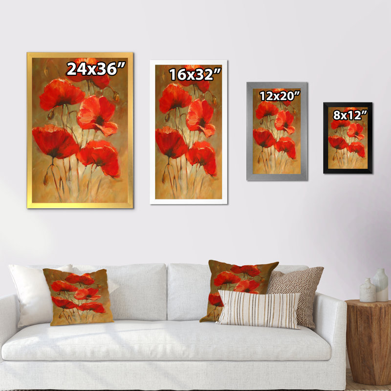 Coquelicots rouges Salm III, Cadre photo noir, H 32 po x l 16 po x P 1 po
