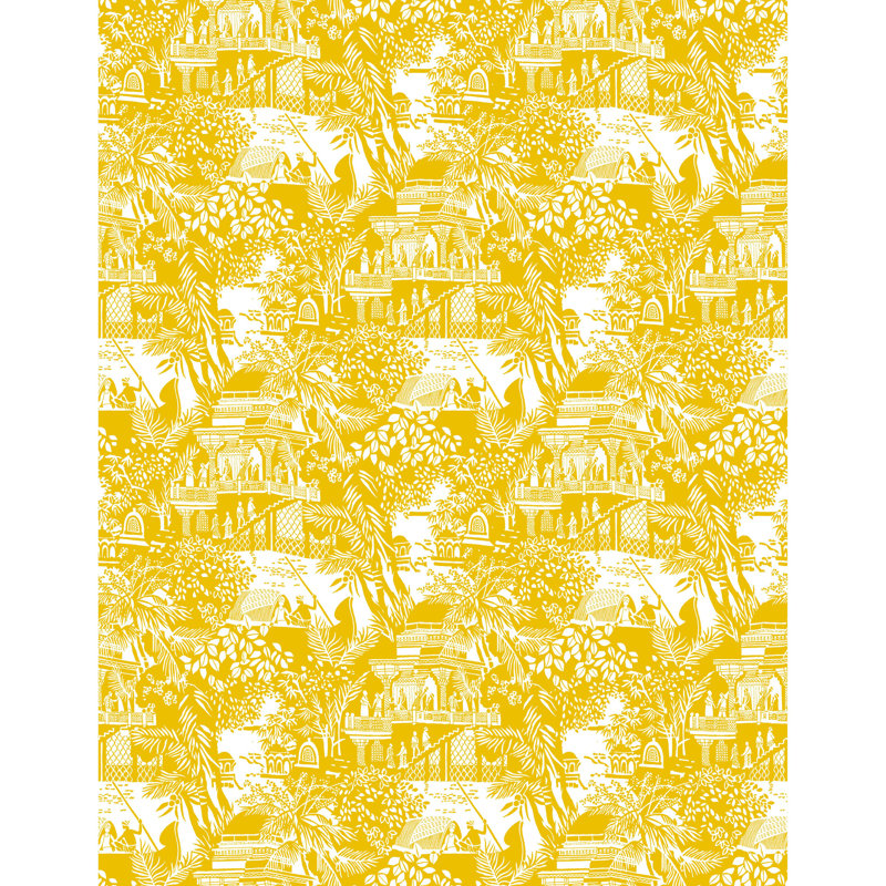 Olimpo Toile Vinyl Wallpaper Roll, Amarillo