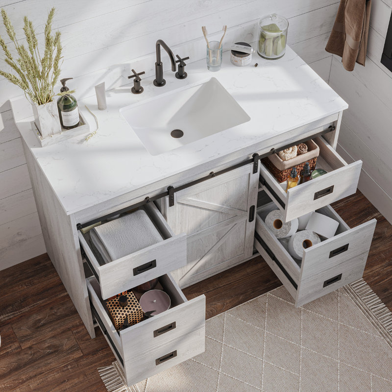 Coltman Single Bathroom Vanity with Stone Top, 48" W