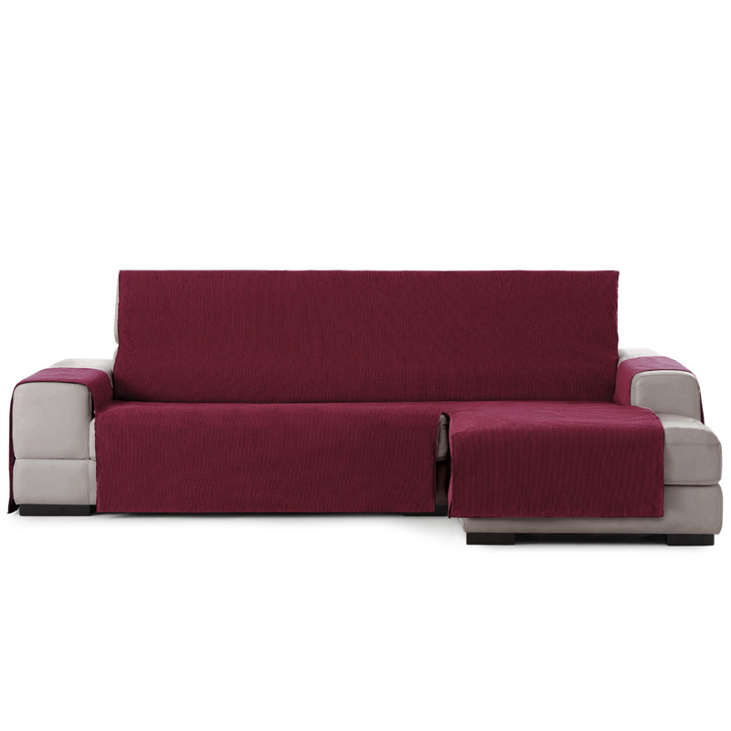 Birbal Box Cushion Chaise Lounge Slipcover, Red, 220cm H x 240cm W x 3cm D