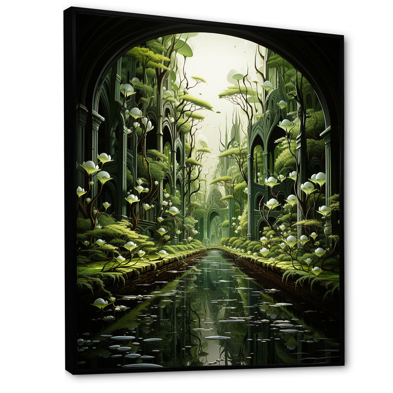 Reproduction d'art surréel surréel, Cadre flottant noir, H 44 po x l 34 po