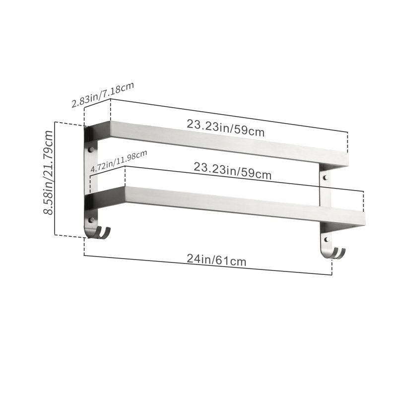 Double barre à serviettes 24 po , Nickel brossé