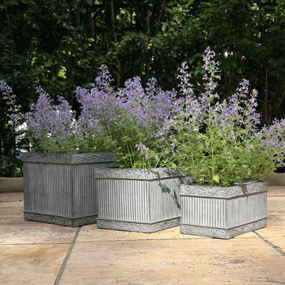 3 Piece Merton Acanthus Rectangular Planters, 19.75"