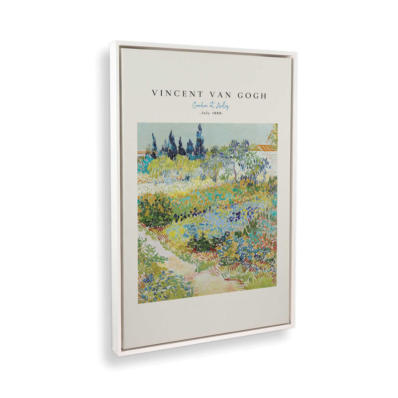 Jardin Van Gogh à Arles v2, H 18,75 po x l 12,75 po, Cadre flottant en chrome poli