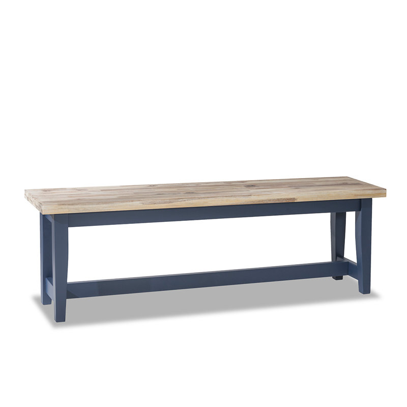 Doria Solid Wood Bench, H44.8 x W140 x D32cm, Navy Blue