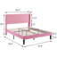 Ensemble de chambre à coucher 3 pièces en velours rose capitonné, comprenant un lit plateforme moderne avec tête de lit capitonnée et 2 tables de chevet assorties, ainsi qu'un tiroir de rangement.-124235587