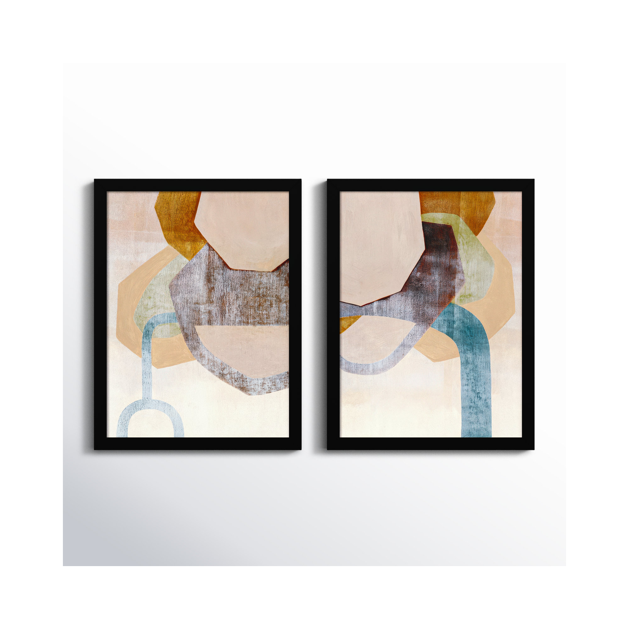 Desert Rockfalls  - set of 2  by Grace Popp Framed Wall Art Prints, Black, 18" H x 30" W
