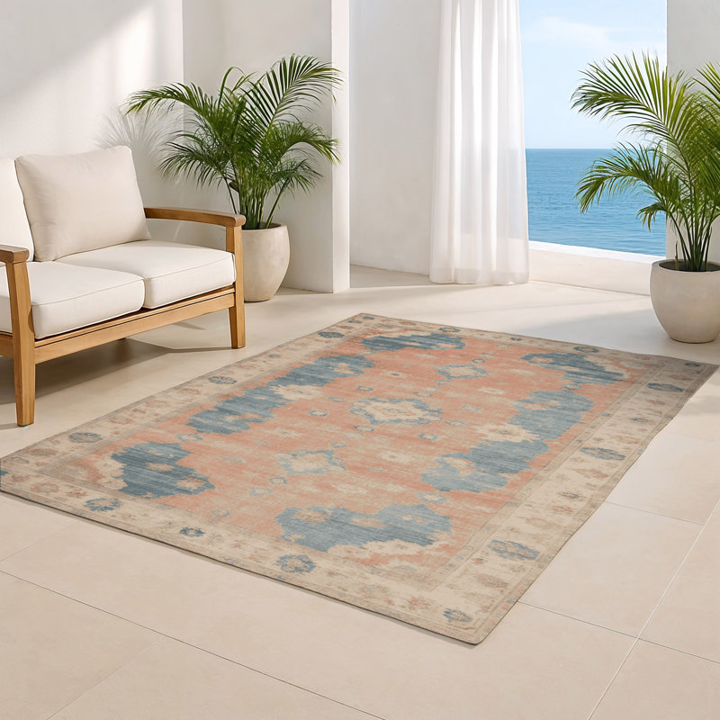 Overdyed Beige Indoor and Outdoor Area Rug, Rectangle 8' x 10'