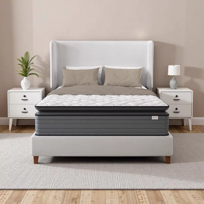 NapQueen Isabella 14 Inch King Hybrid Pillow Top Mattress, CertiPUR-US Certified, Made in USA - Grey/White