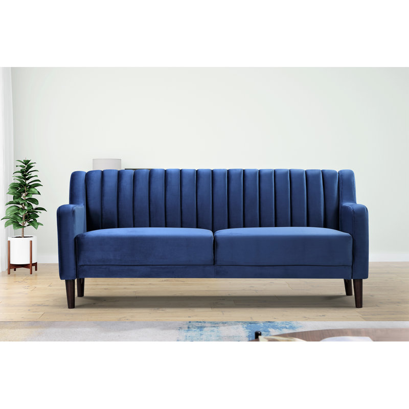 Holtzclaw 73.6'' Velvet Sofa, Dark Blue Velvet