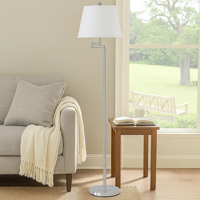 Yassiel 60'' Silver Swing Arm Floor Lamp