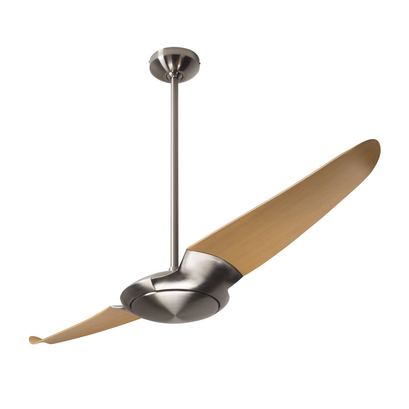IC Air Downrod Ceiling Fan, Bright Nickel, Wall Control, Maple