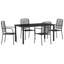5 Piece Garden Dining Set Black Cotton Rope