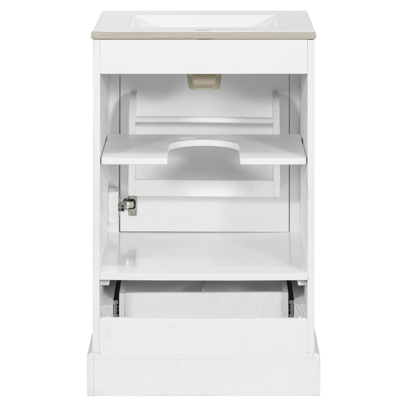 Meuble-lavabo 20 po avec lavabo en céramique, Blanc