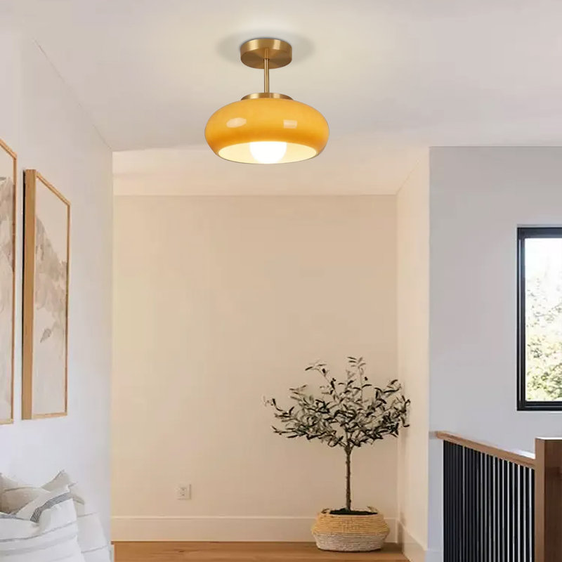 Glass Semi Flush Mount, 28cm H x 40cm W x 40cm D