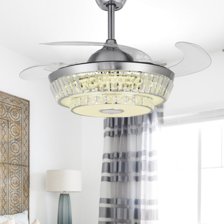 Jianu 42'' Bluetooth Ceiling Fan with Dimmable LED Lights and Music Player