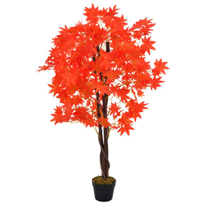 Faux Maple Tree in Wood Pot